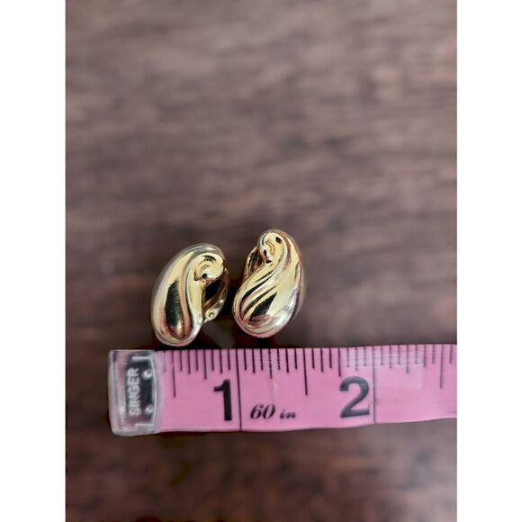Vintage 80's Women's Chunky Gold Tone Swirl Cluster Clip On Earrings Elegant - Picture 4 of 6